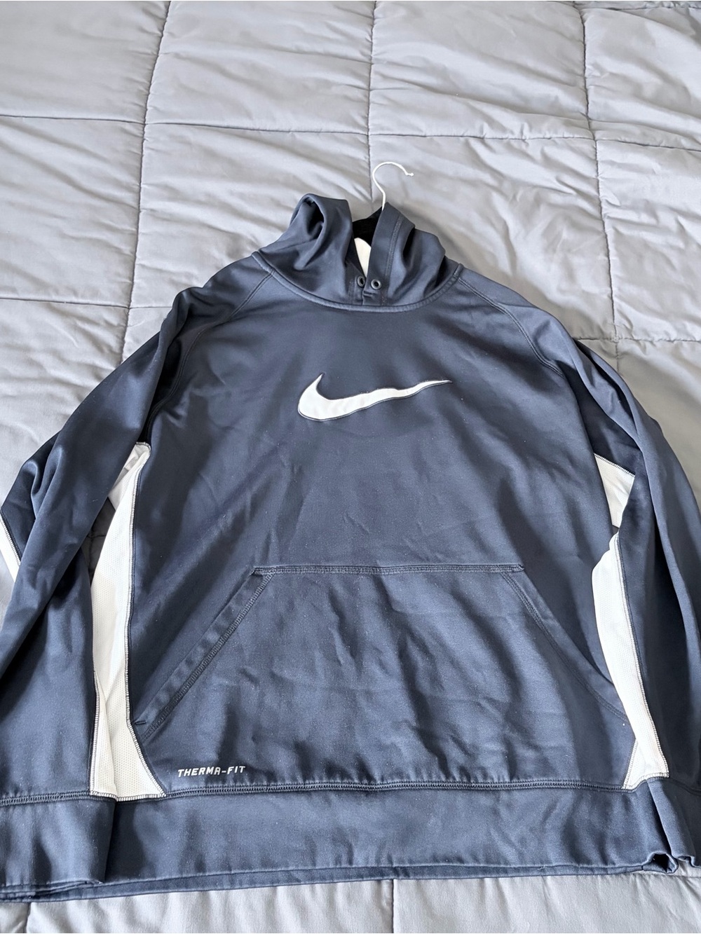Nike Navy Performance Pullover Hoodie with White Swoosh